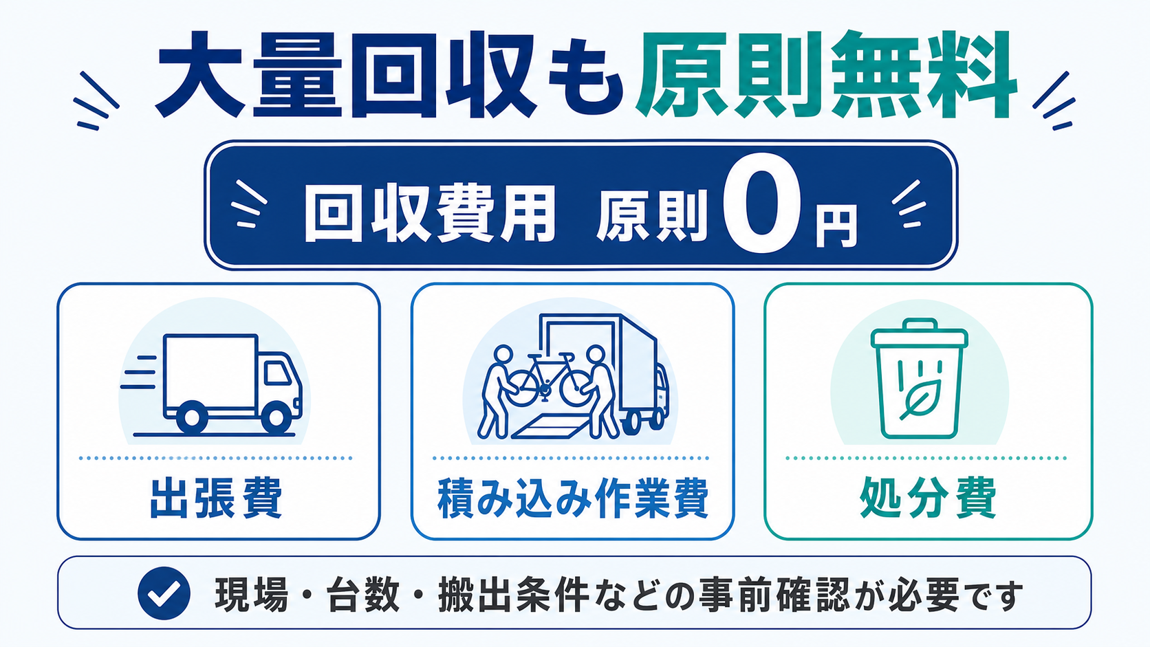 大量・複数拠点の放置自転車回収に対応する条件